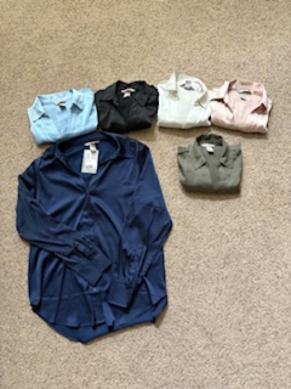 H&M Satin Blue Button Down Blouse in Medium NWT & Five Various Colors in XS